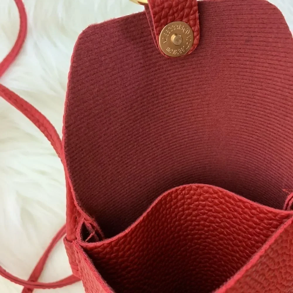 Vegan Leather Two Pocket Cellphone Carrier, Red